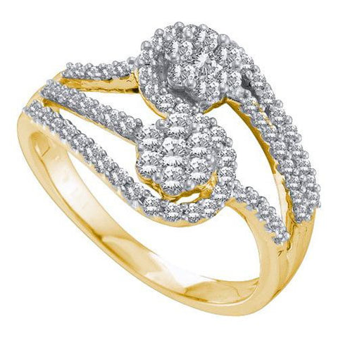 14KT Yellow Gold 0.74CTW  DIAMOND  FLOWER RING