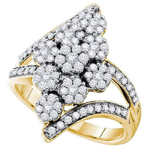 14KT Yellow Gold 1.01CTW  DIAMOND FLOWER RING