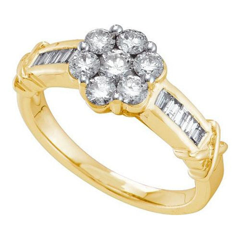 14KT Yellow Gold 1.0CTW  DIAMOND  FLOWER RING