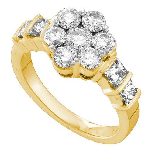 14KT Yellow Gold 2.06CTW  DIAMOND FLOWER RING