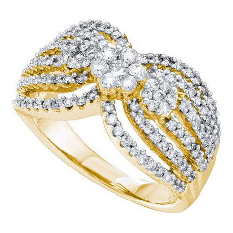 14KT Yellow Gold 1.00CTW DIAMOND FLOWER BAND