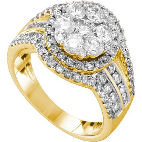 14KT Yellow Gold 2.00CTW  DIAMOND FLOWER RING