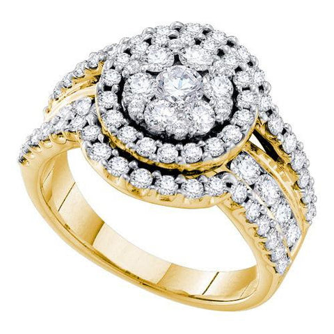 14K Yellow-gold 2.00CTW  DIAMOND FLOWER RING