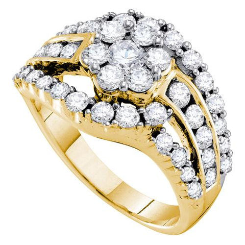 14KT Yellow Gold 2.00CTW DIAMOND  FLOWER RING