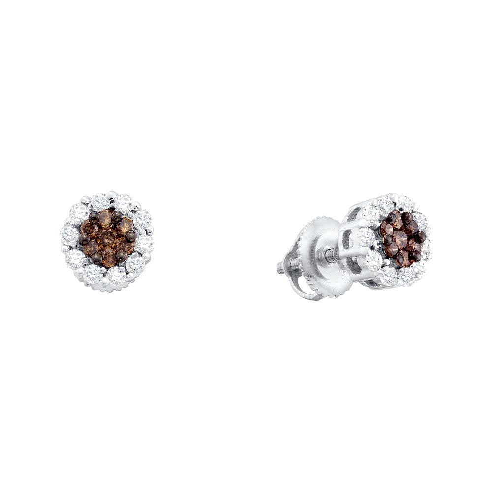 1-2CTW-Diamond BROWN FLOWER EARRING