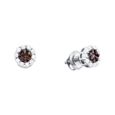 1 CT-Diamond BROWN FLOWER EARRING