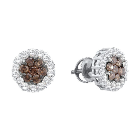 1 1-2CT-Diamond BROWN FLOWER EARRINGS