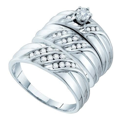 14KT White Gold 0.43CTW DIAMOND  FASHION TRIO SET