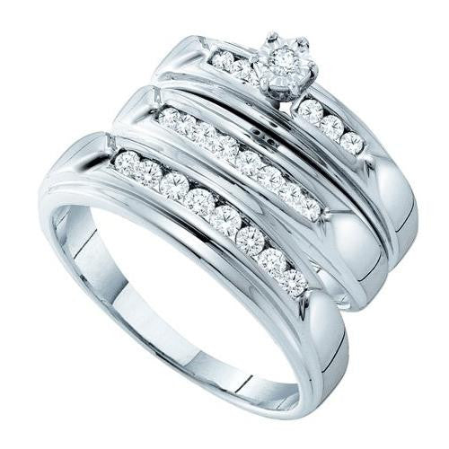 14KT White Gold 0.52CTW  DIAMOND  FLOWER TRIO SET