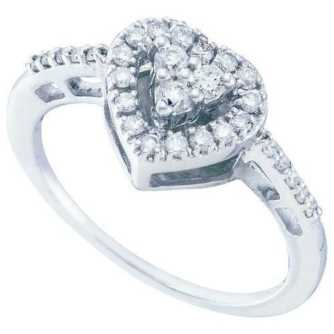 14KT White Gold 0.35CTW DIAMOND HEART RING