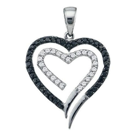 14KT White Gold 0.35CTW DIAMOND  HEART PENDANT