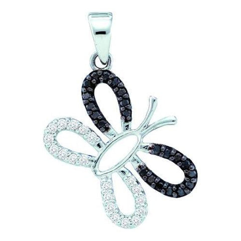 14KT White Gold 0.27CTW DIAMOND BUTTERFLY PENDANT