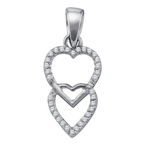 10KT White Gold 0.10CTW DIAMOND HEART PENDANT