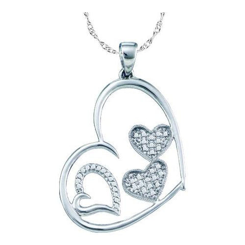 10KT White Gold 0.12CTW LADIES DIAMOND HEART PENDANT