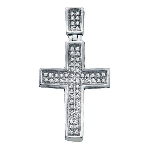 10KT White Gold 0.17CTW-DIAMOND  CROSS PENDANT