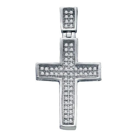 10KT White Gold 0.17CTW-DIAMOND  CROSS PENDANT