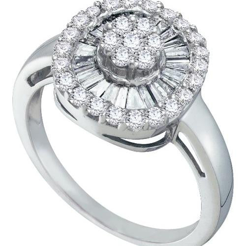 14KT White Gold 0.75CTW DIAMOND FLOWER RING