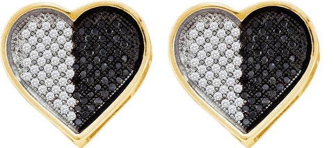 1-2CT-Diamond HEART BLACK EARRING