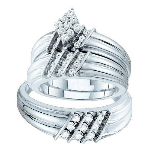 14KT White Gold 0.74CTW FASHION DIAMOND TRIO SET