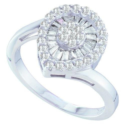 14KT White Gold 075CTW DIAMOND  FLOWER RING