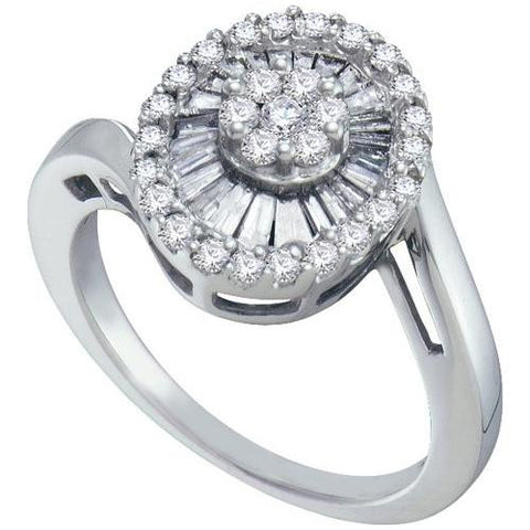 14KT White Gold 0.81CTW DIAMOND FLOWER RING