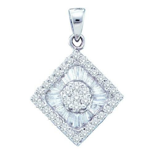 14KT White Gold 0.97CTW DIAMOND FLOWER PENDANT