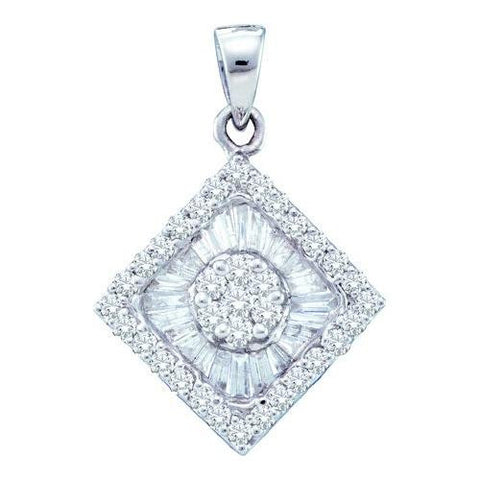 14KT White Gold 0.97CTW DIAMOND FLOWER PENDANT