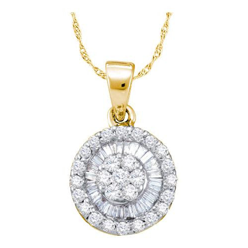 14KT Yellow Gold 0.97CTW DIAMOND  FLOWER PENDANT