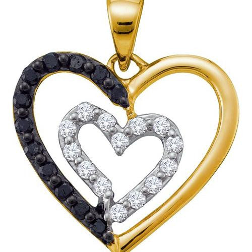 14KT Yellow Gold 0.48CTW DIAMOND  HEART PENDANT