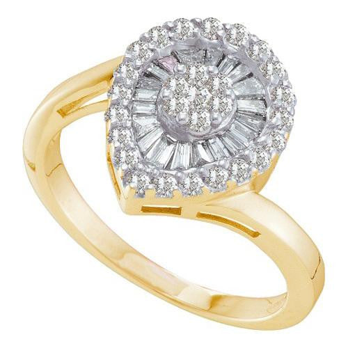 14KT Yellow Gold 0.75CTW DIAMOND  FLOWER RING