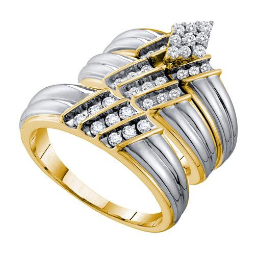 14KT Yellow Gold 0.74CTW DIAMOND  FASHION TRIO SET