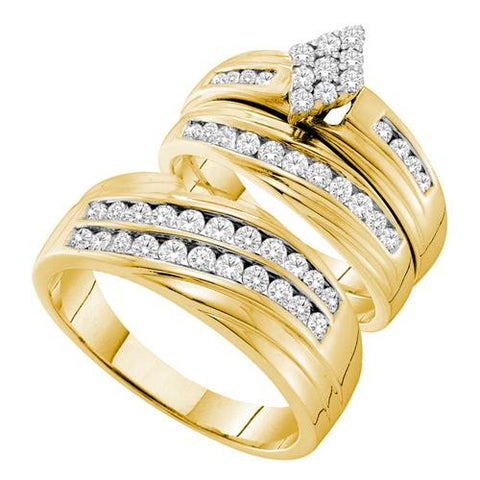 14KT Yellow Gold 1.19CTW DIAMOND  FASHION TRIO SET