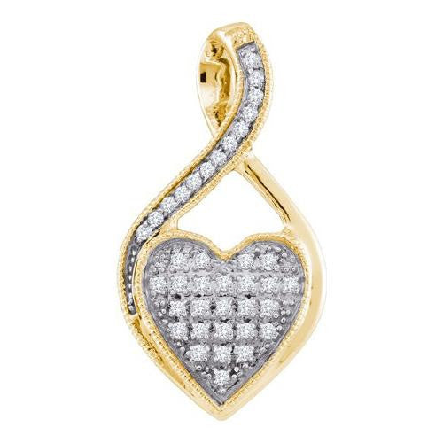 10KT Yellow Gold 0.11CTW DIAMOND  HEART PENDANT