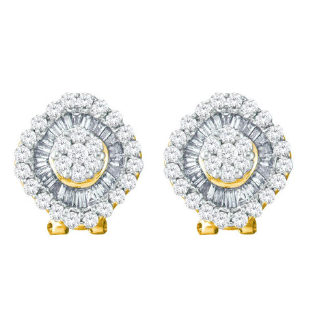 1 1-2CTW-Diamond FLOWER EARRING