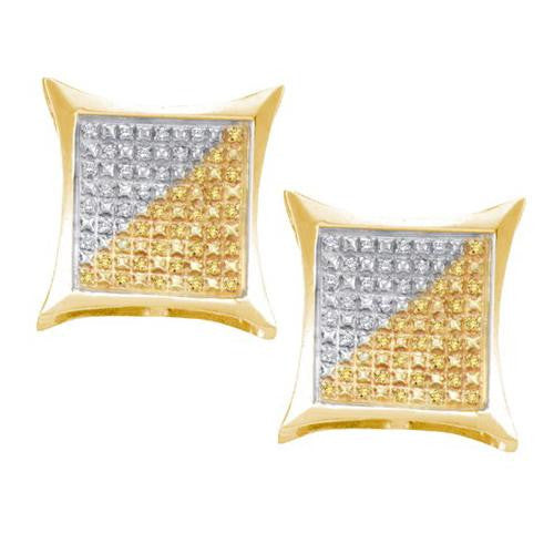 925 Sterling Silver Yellow 0.25CTW DIAMOND MICRO PAVE EARRING