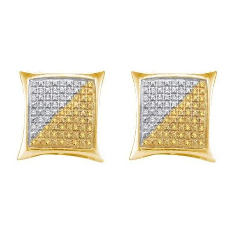 925 Sterling Silver Yellow 0.25CTW DIAMOND MICRO PAVE EARRING