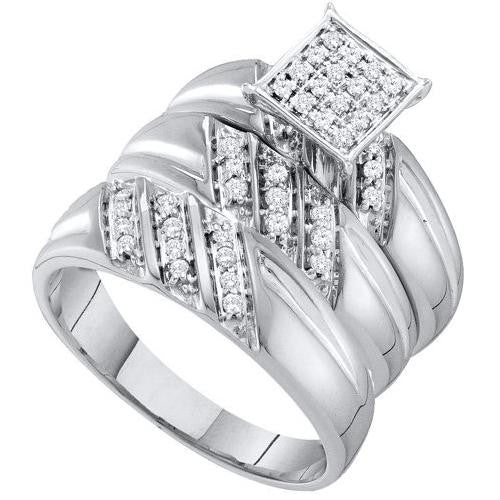 10KT White Gold 0.29CT DIAMOND FASHION TRIO SET