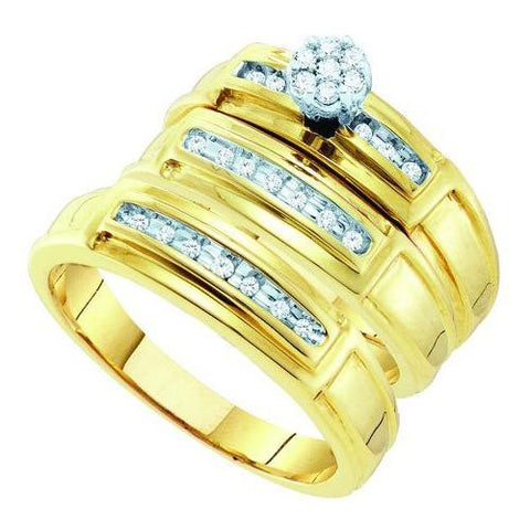 10K Yellow-gold 0.22CT DIAMOND  FASHION TRIO SET