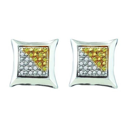 925 Sterling Silver Yellow 0.12CTW DIAMOND  MICRO PAVE EARRING