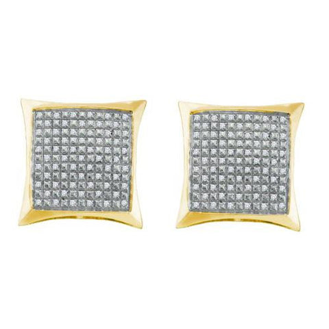 925 Sterling Silver Yellow 0.35CTW DIAMOND  MICRO PAVE EARRING