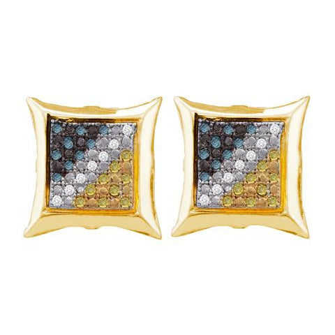 925 Sterling Silver Yellow 0.15CTW DIAMOND MICRO PAVE EARRING