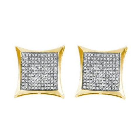 925 Sterling Silver Yellow 0.35CTW DIAMOND  MICRO PAVE EARRING