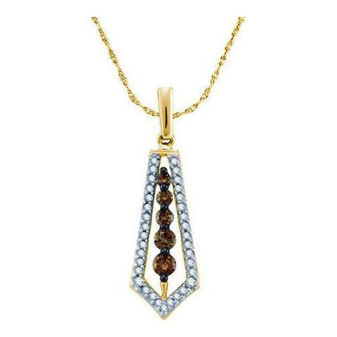 14KT Yellow Gold 0.50 CT COGNAC DIAMOND LADIES  FASHION PENDANT