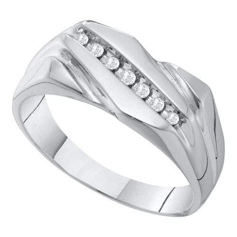 10KT White Gold 0.12CT DIAMOND FASHION MENS BAND