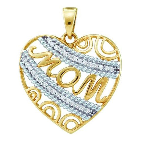 10KT Yellow Gold 0.10CTW DIAMOND  MOM PENDANT