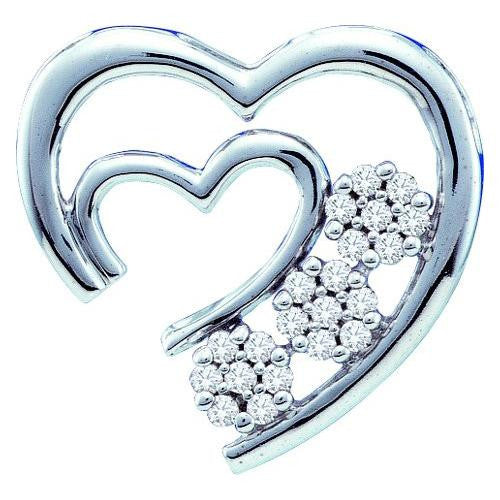 10KT White Gold 0.07CTW DIAMOND  HEART PENDANT