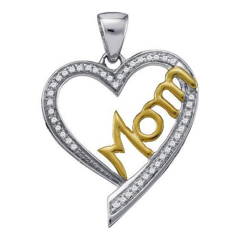 10KT White Gold Two Tone 0.13CTW DIAMOND MOM PENDANT