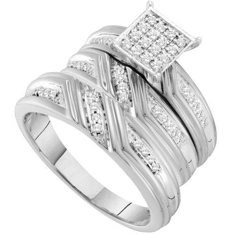 10KT White Gold 0.29CT DIAMOND FASHION TRIO SET