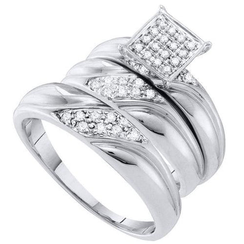 10K White-gold 0.30CT DIAMOND LADIES FASHION TRIO SET