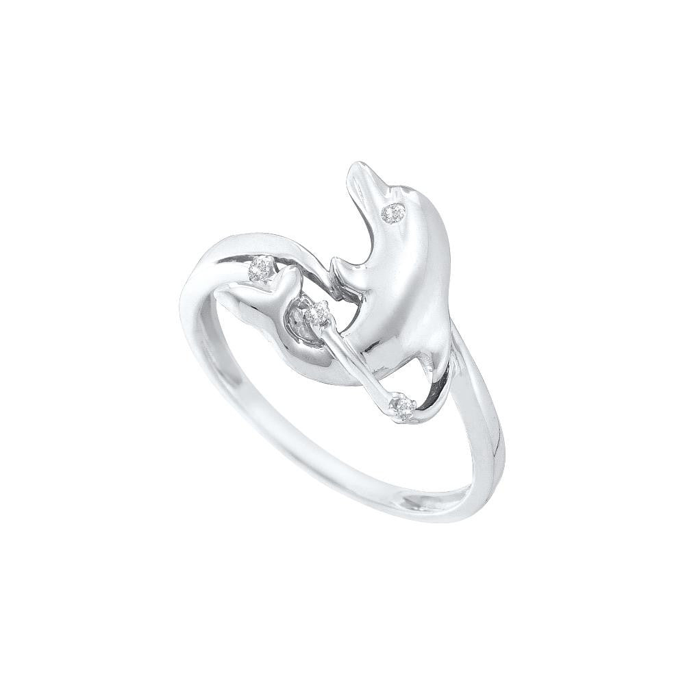 0.03CTW-Diamond DOLPHIN RING